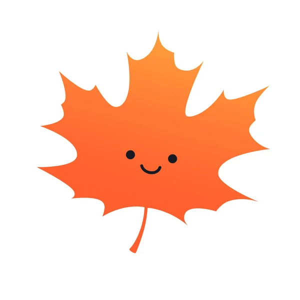 Cute Smiling Face Brown Golden Autumn Fallen Maple Tree Leaf — Stockvector