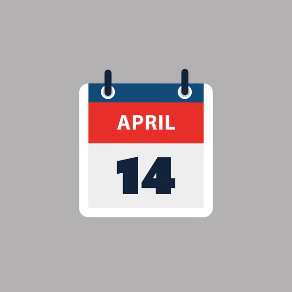 シンプルなカレンダーページ4月14日の日 バナー グレーの背景に隔離されたグラフィックデザイン ウェブ フライヤー ポスターのデザイン要素 予定されたイベント 会議のために作られたデザインに便利な — ストックベクタ