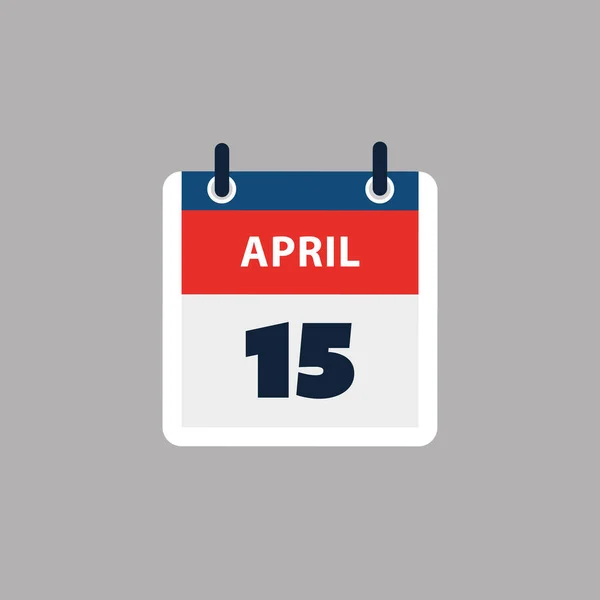 シンプルなカレンダーページ4月15日の日 バナー グレーの背景に隔離されたグラフィックデザイン ウェブ フライヤー ポスターのデザイン要素 予定されたイベント 会議のために作られたデザインに便利な — ストックベクタ