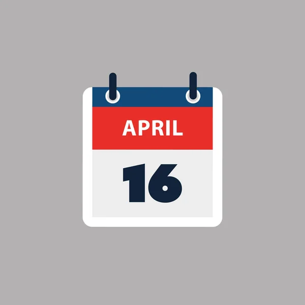 シンプルなカレンダーページ4月16日の日 バナー グレーの背景に隔離されたグラフィックデザイン ウェブ フライヤー ポスターのデザイン要素 予定されたイベント 会議のために作られたデザインに便利な — ストックベクタ