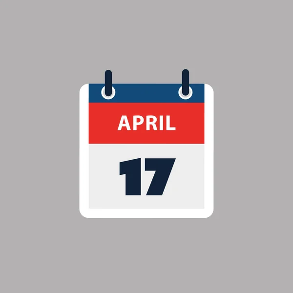 シンプルなカレンダーページ4月17日の日 バナー グレーの背景に隔離されたグラフィックデザイン ウェブ フライヤー ポスターのデザイン要素 予定されたイベント 会議のために作られたデザインに便利な — ストックベクタ