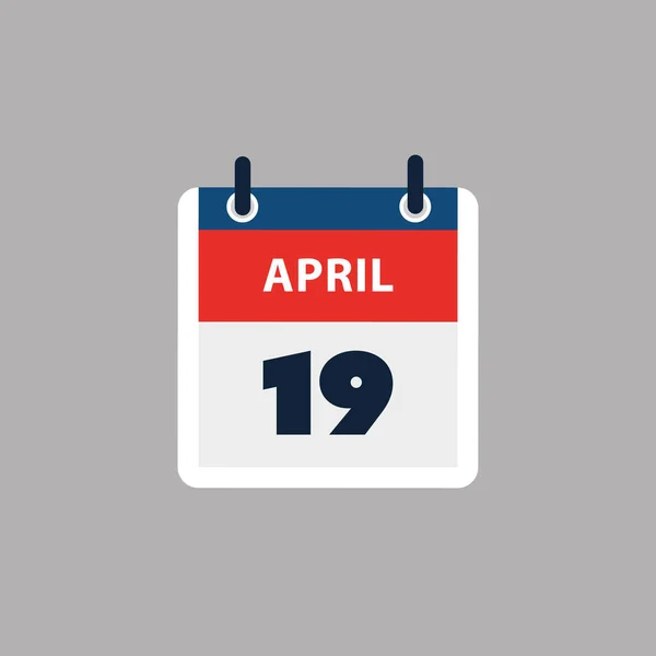 シンプルなカレンダーページ4月19日の日 バナー グレーの背景に隔離されたグラフィックデザイン ウェブ フライヤー ポスターのデザイン要素 予定されたイベント 会議のために作られたデザインに役立つ — ストックベクタ