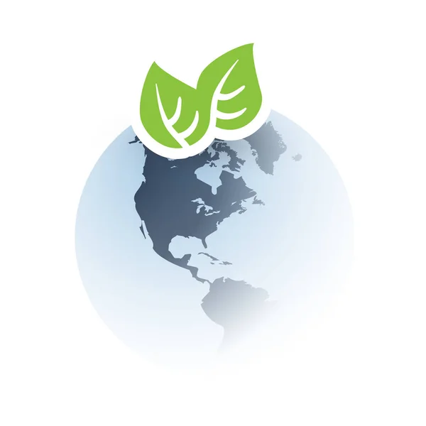 Blue Global Eco World Concept Graphic Design Layout Groene Bladeren — Stockvector