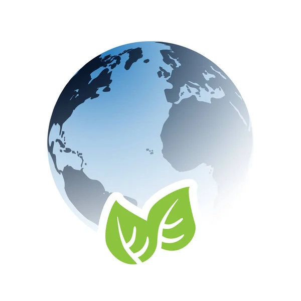 Blue Global Eco World Concept Layout Design Gráfico Folhas Verdes —  Vetores de Stock
