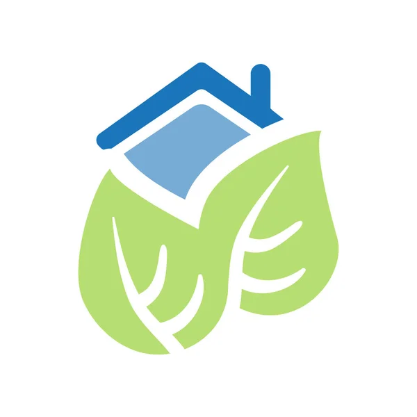 モダンなスタイルグリーンとブルーエコハウス スマートホームコンセプトデザイン シンボル 白の背景に孤立した家のアイコン 編集可能なベクトル形式でイラスト — ストックベクタ