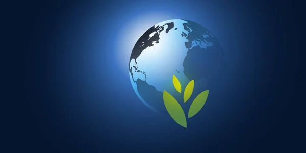 Global Eco World Concept Layout Design Gráfico Folhas Verdes Símbolo — Vetor de Stock