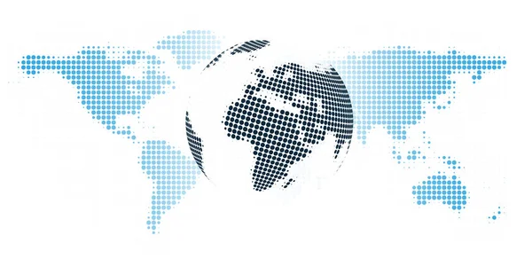 全球网络连接 大比例尺的技术背景 带有斑点地球和世界地图的设计模板 在白色背景下隔离 包括复制空间 文本空间 — 图库矢量图片