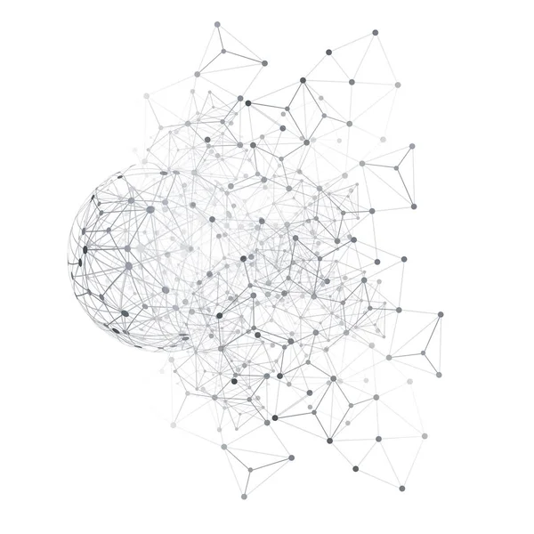 Black White Modern Minimal Style Polygonal Networks Structure Digital Telecommunications — Stockový vektor