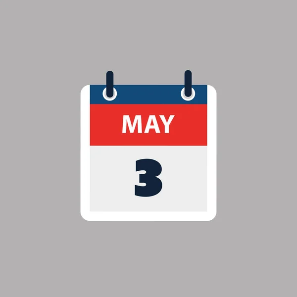 シンプルなカレンダーページ5月3日の日 バナー グレーの背景に隔離されたグラフィックデザイン ウェブ フライヤー ポスターのためのデザイン要素 予定されたイベント 会議のために作られたデザインに役立つ — ストックベクタ