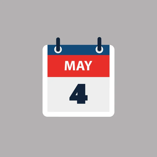 5月4日のシンプルなカレンダーページ バナー グレーの背景に隔離されたグラフィックデザイン ウェブ フライヤー ポスターのデザイン要素 予定されたイベント 会議のために作られたデザインに便利な — ストックベクタ
