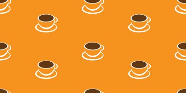 Kusursuz Turuncu ve Kahverengi Kahve Kupası veya Geniş Boyutlu Turuncu Arkaplan Simgeleri - Düzenlenebilir Vektör Biçiminde Tasarım Şablonu