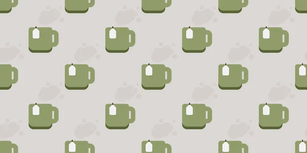 Bezešvé Zelené Kávy Nebo Čaje Cup Ikony Vzor Širokém Měřítku — Stockový vektor
