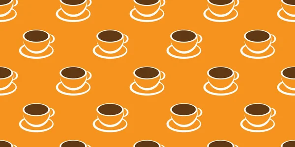 オレンジとブラウンのコーヒーカップやスープボウルのシンボルの多くは 幅広いスケールでシームレスなパターンオレンジの背景 編集可能なベクトル形式のデザインテンプレート — ストックベクタ