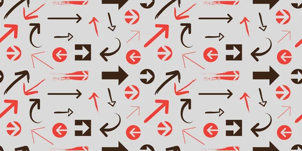 Divers Symboles Flèches Rouges Noires Placés Colorés Façonnés Hasard Modèle — Image vectorielle