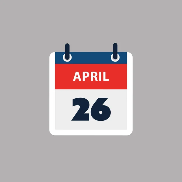 Simple Calendar Page Day 26Th April Banner Grafikai Tervezés Izolált — Stock Vector
