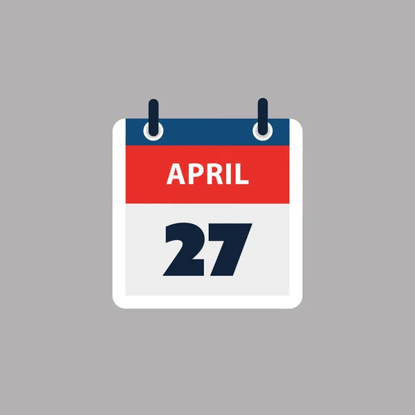 シンプルなカレンダーページ4月27日の日 バナー グレーの背景に隔離されたグラフィックデザイン ウェブ フライヤー ポスターのデザイン要素 予定されたイベント 会議のために作られたデザインに便利な — ストックベクタ
