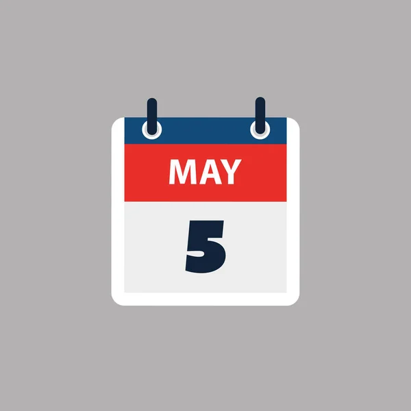シンプルなカレンダーページ5月5日の日 バナー グレーの背景に隔離されたグラフィックデザイン ウェブ フライヤー ポスターのためのデザイン要素 予定されたイベント 会議のために作られたデザインに役立つ — ストックベクタ