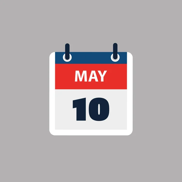 シンプルなカレンダーページ5月10日の日 バナー グレーの背景に隔離されたグラフィックデザイン ウェブ フライヤー ポスターのためのデザイン要素 予定されたイベント 会議のために作られたデザインに役立つ — ストックベクタ