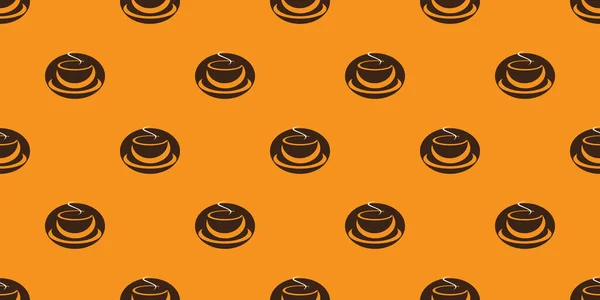 Nombreux Symboles Tasse Café Brun Bol Soupe Motif Sans Couture — Image vectorielle