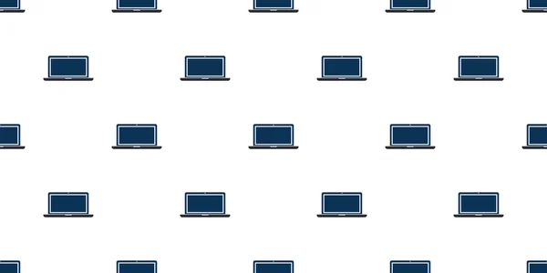 Lots Simple Dark Blue Minimalist Laptops Seamless Pattern White Background — Stock Vector