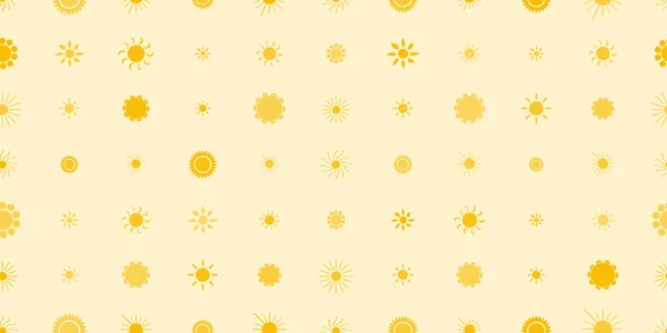 Много Желтых Цветов Солнечных Символов Различных Форм Узор Винтажный Стиль — стоковый вектор