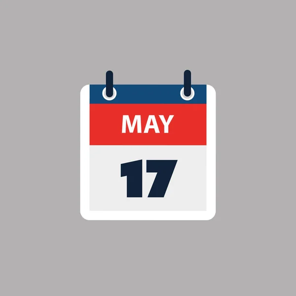 シンプルなカレンダーページ5月17日の日 バナー グレーの背景に隔離されたグラフィックデザイン ウェブ フライヤー ポスターのデザイン要素 予定されたイベント 会議のために作られたデザインに便利な — ストックベクタ