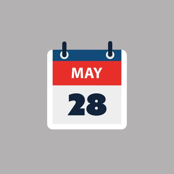 5月28日のシンプルなカレンダーページ バナー グレーの背景に隔離されたグラフィックデザイン ウェブ フライヤー ポスターのデザイン要素 予定されたイベント 会議のために作られたデザインに便利な — ストックベクタ