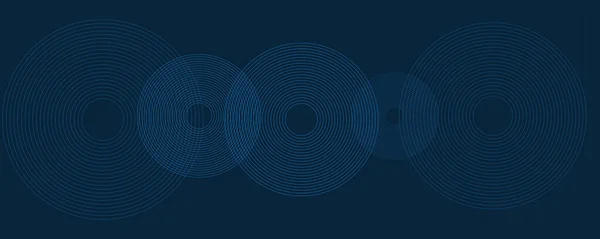 Fond Motif Géométrique Minimal Bleu Foncé Avec Des Cercles Concentriques — Image vectorielle