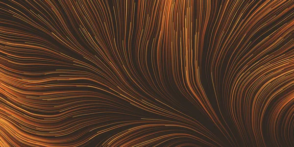 Orange Brown Moving Flowing Stream Particles Curving Wavy Lines Digitally — 스톡 벡터