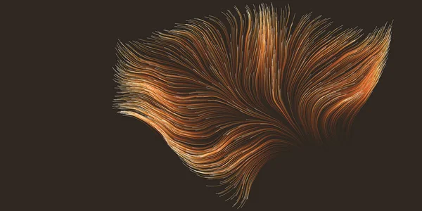Golden Brown Lit Moving Flowing Stream Particles Curving Wavy Lines — стоковый вектор