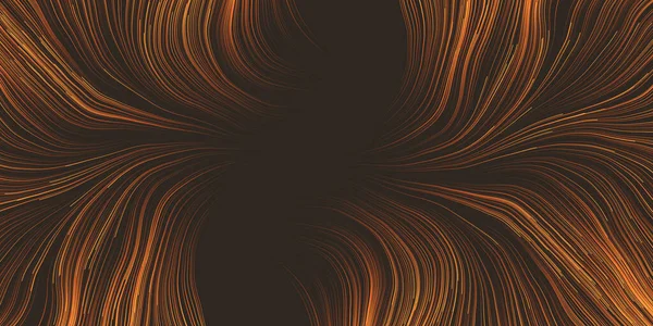 Orange Och Bruna Rörliga Flödande Ström Partiklar Böjning Vågiga Linjer — Stock vektor