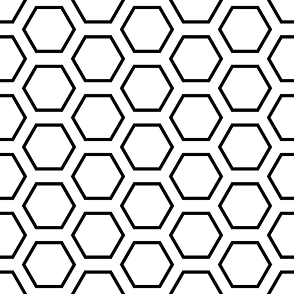 Egyszerű Fekete Fehér Varrat Nélküli Hexagonal Rács Minta Geometrikus Textúra — Stock Vector