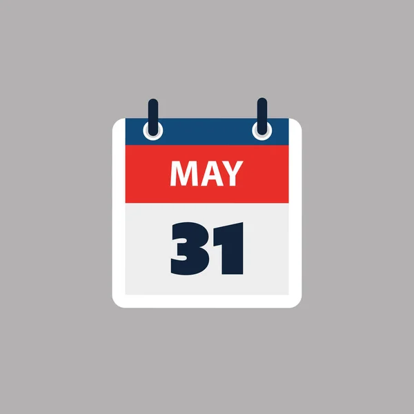 シンプルなカレンダーページ5月31日の日 バナー グレーの背景に隔離されたグラフィックデザイン ウェブ フライヤー ポスターのデザイン要素 予定されたイベント 会議のために作られたデザインに便利な — ストックベクタ