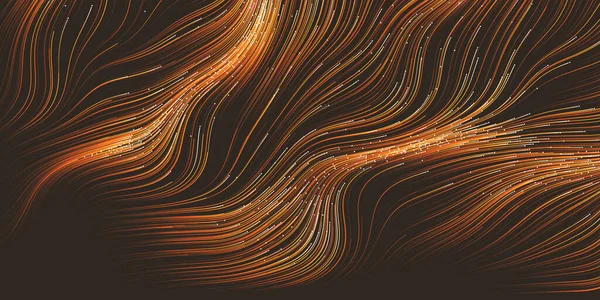 Golden Brown Wavy Striped Abstrakcyjne Tło Dark Colorful Moving Flowing — Wektor stockowy