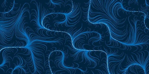 アブストラクト 現代風幾何学的背景 グラフィックデザイン 青と白のライト3D流動拡散曲線パターン ダークデジタル生成アート 編集可能なベクトル形式の未来的テンプレート — ストックベクタ