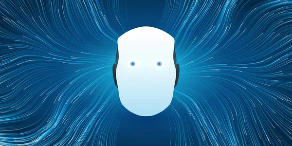 Синяя Машина Искусственный Интеллект Вычислительная Техника Проектирование Сетей Человеческим Роботизированным — стоковый вектор