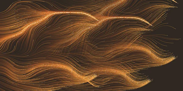 Dark Brown Moving Flowing Stream Particles Curving Wavy Lines Digital — стоковый вектор