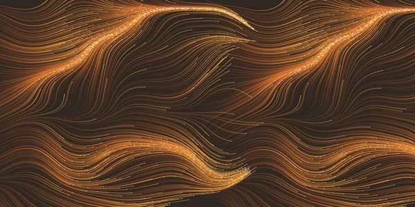 Dark Brown Moving Flowing Stream Particle Clusters Curving Wavy Lines — стоковый вектор