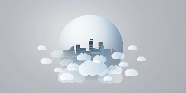 Blue Grey White Smart City Cloud Computing Design Concept Transparent — Wektor stockowy