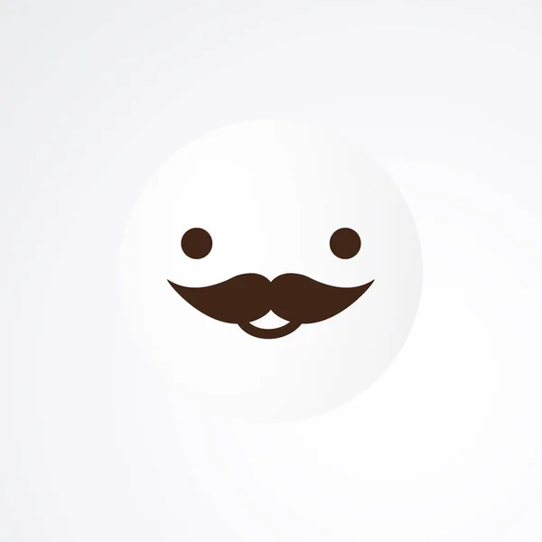 Sorridente Bianco Maschio Emoji Semplice Emoticon Felice Con Baffi Uno — Vettoriale Stock