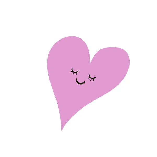 Vintage Style Minimalist Purple Valentine Heart Smiling Face Multi Purpose — Stock Vector