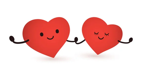 Симпатичная Танцевальная Пара Влюбленных Сердца Красной Валентины Скользящими Лицами Многоцелевое — стоковый вектор