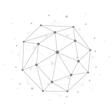 Siyah ve Beyaz Modern Stil Çokgen Ağ Yapısı, Dijital İletişim Kavramı Tasarım, Ağ Bağlantıları, Şeffaf Geometrik Kablo Çerçevesi - Yaratıcı İzole Vektör İllüstrasyonu