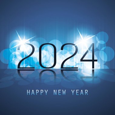 En İyi Dilekler - Soyut Modern Stil Mutlu Yıllar Kutlama Kartı veya Arkaplan, Yaratıcı Tasarım Şablonu - 2024