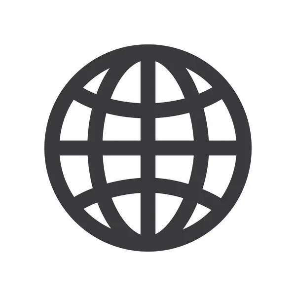 Ікона Проста Планета Земля Глобус Або Знак Сітка Чорних Товстих — стоковий вектор