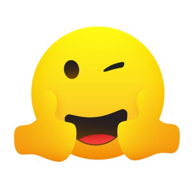 Gülümseyen ve Göz Kırpan Emoji Çift Başparmak Gösteriyor - Beyaz Arkaplanda İzole Edilmiş Anlık Mesajlaşma için Basit Duygu Simgesi - Vektör Tasarımı Çizimi