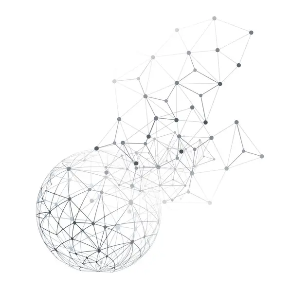 Svart Och Vitt Modern Minimal Stil Polygonal Nätverksstruktur Digital Telekommunikation Royaltyfria illustrationer