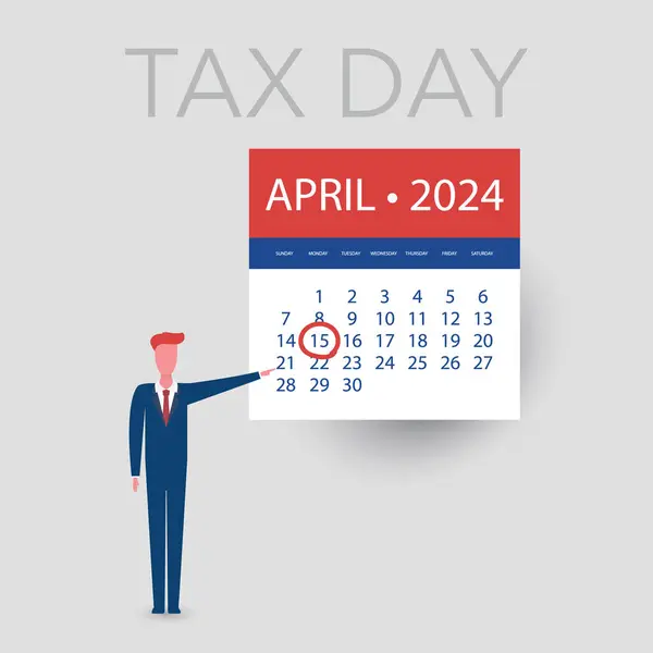Tax Day Reminder Concept Calendar Page Clock Vector Design Element — Vector de stock