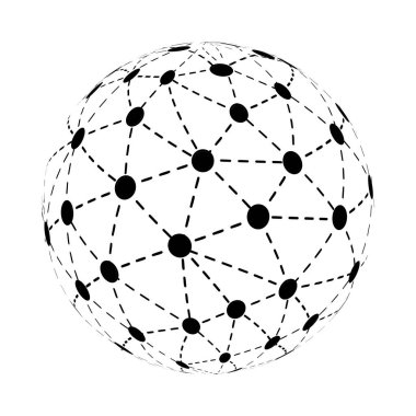 Siyah ve Beyaz Modern Stil Çokgen Ağ Yapısı, Dijital İletişim Kavramı Tasarım, Ağ Bağlantıları, Şeffaf Geometrik Kablo Çerçevesi - Yaratıcı İzole Vektör İllüstrasyonu
