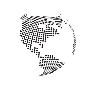 Büyük Siyah ve Beyaz Saydam Dünya Küre Tasarımı - Küresel İş, Teknoloji, Küreselleşme Konsepti, Vektör Tasarım Şablonu - Beyaz Arkaplan 'da İzole Edildi